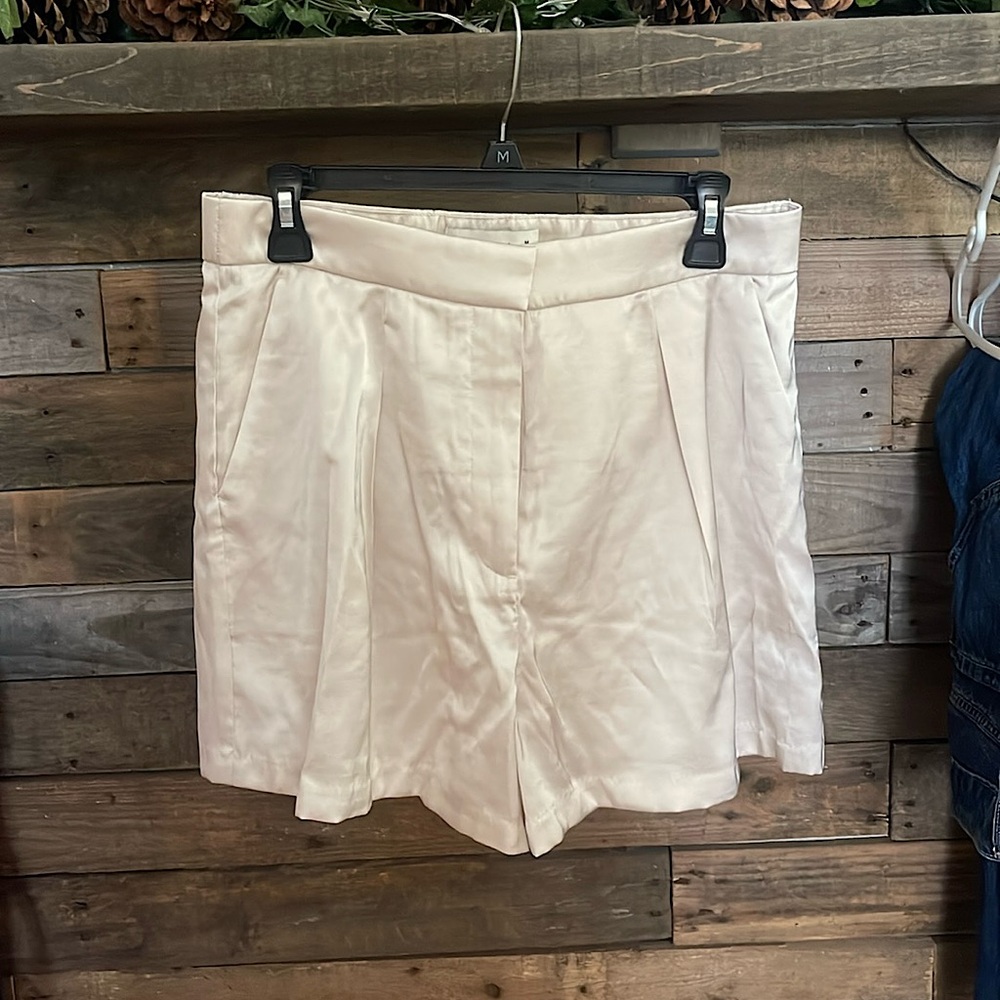A&F satin cream/ivory high waisted shorts. NWT
